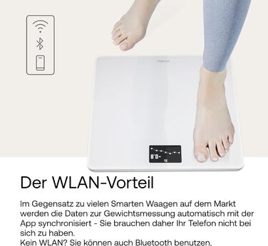 Withings Body — Wi-Fi вага з відстеженням ваги та ІМТ, цифрова підлогова вага з синхронізацією через Bluetooth або Wi-Fi, біла