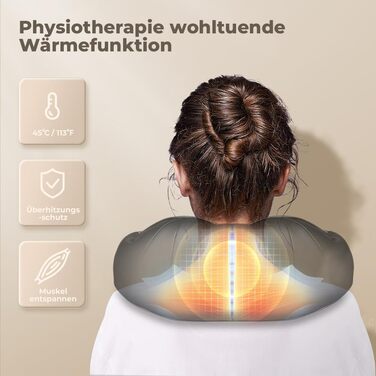 Масажер для шиї та спини ELEHOT з підігрівом, Shiatsu масаж шиї, плечей, спини, попереку, ніг та м'язів. Регульована швидкість, для дому, офісу, авто. Чорний, PU-шкіра