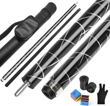 Професійний більярдний кий Billardqueue з карбону, низький перехід, з кейсом та аксесуарами, 12.5 мм наконечник, 147.3 см, 567-595 г