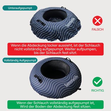 Надувний сніговий снігохід SereneLife 112/122 см – XXL для дітей та дорослих, з антиковзким дном та ручкою, блакитний