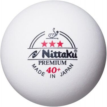 Тенісні м'ячі NITTAKU пластикові 3 зірки, білі, 40+ ITTF, 12 шт, преміум якість, оригінал