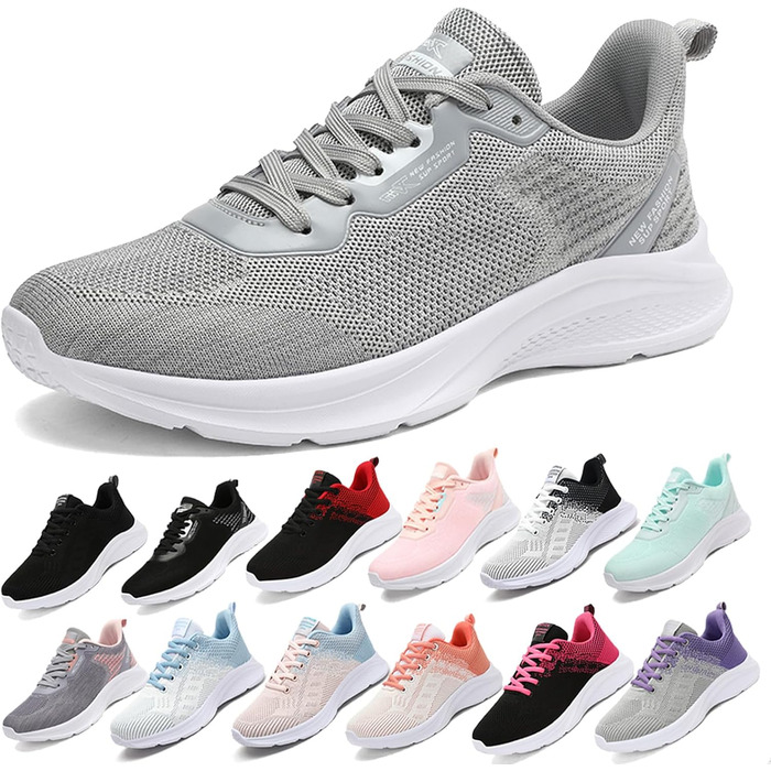 Спортивне взуття для жінок та чоловіків: кросівки для бігу, фітнесу, прогулянок та повсякденного носіння. Розміри 35-45 EU. Колір: сірий