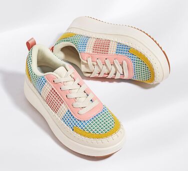 Кросівки жіночі Lucky Step на платформі з камінням, рожево-жовті, повсякденні, 39 EU