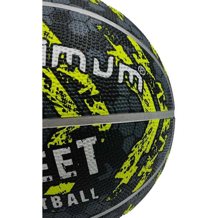 Баскетбольні м'ячі OPTIMUM: зносостійке зчеплення, універсальні для гри в приміщенні та на вулиці, оптимальний контроль та точність. (Розмір 7, Чорний/Жовтий)