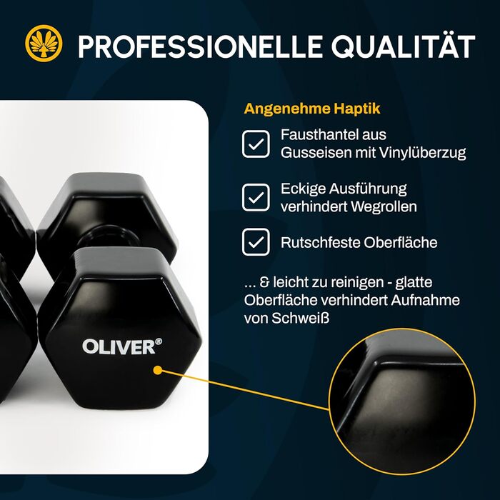 Гантелі вінілові Oliver, 2 шт. по 5 кг, різна вага, набір