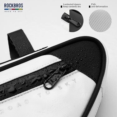 ROCKBROS велосипедна сумка на раму Road-to-Sky, трикутна, водостійка, з відбивачами, 2 л, для MTB, шосейного та гравійного велосипеда, біла