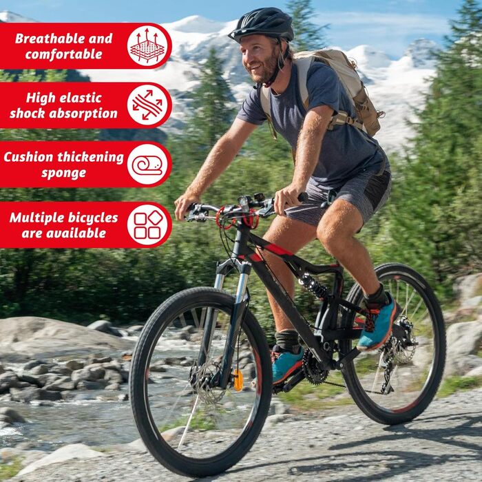 Зручний велосипедний сідло з амортизацією та дихаючим матеріалом. Потовщене та широке сідло для велосипеда з світловідбиваючим дизайном для нічних поїздок