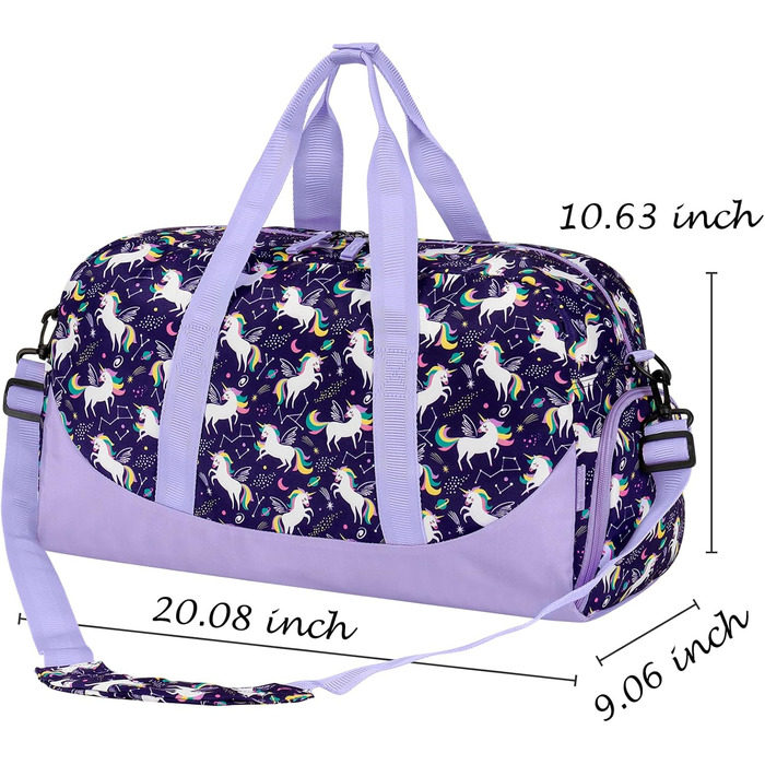 Дитяча спортивна сумка для подорожей Choco Mocha для дівчаток, велика дорожня сумка-даффл з єдинорогом, фіолетова
