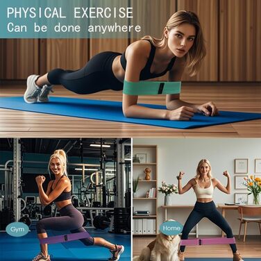 Стрічки опору для фітнесу: набір для тренувань сідниць та тіла (зелений/рожевий/фіолетовий)