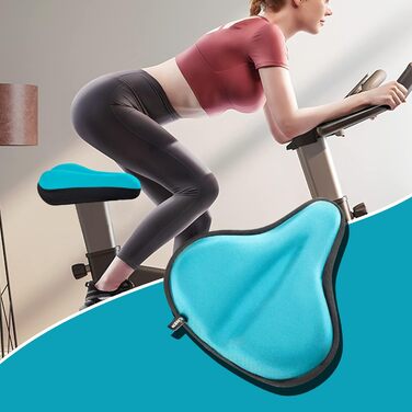 Покриття для велосипедного сидіння Sattelbezug, 27 x 25 см, широке, гелеве, для стаціонарних велосипедів, велотренажерів, спиннингу, з гелевою подушкою, м'яке, небесно-блакитне