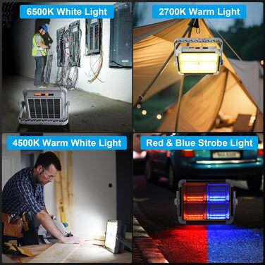 Сонячний прожектор ERAY 150W LED з акумулятором 7800mAh, 336 LED, 4 режими, 2 способи зарядки, портативний кемпінговий ліхтар та робоче освітлення для кемпінгу, гаража, надзвичайних ситуацій на відкритому повітрі, сірий