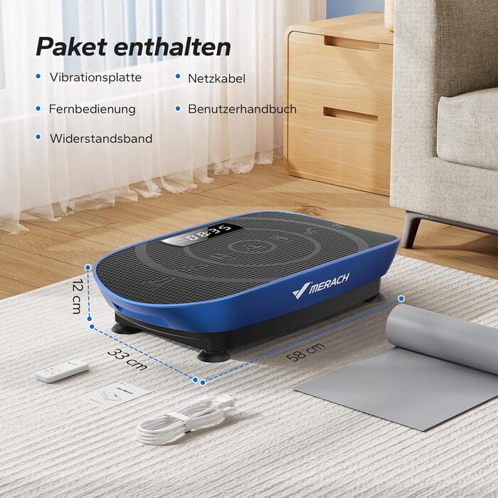 Вібраційна платформа MERACH для тренувань всього тіла, підтримка Bluetooth, синій