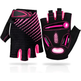 Велосипедні рукавички з відкритими пальцями, дихаючі, антиковзні, амортизуючі, короткі, літні, MTB, для чоловіків та жінок, S, рожеві