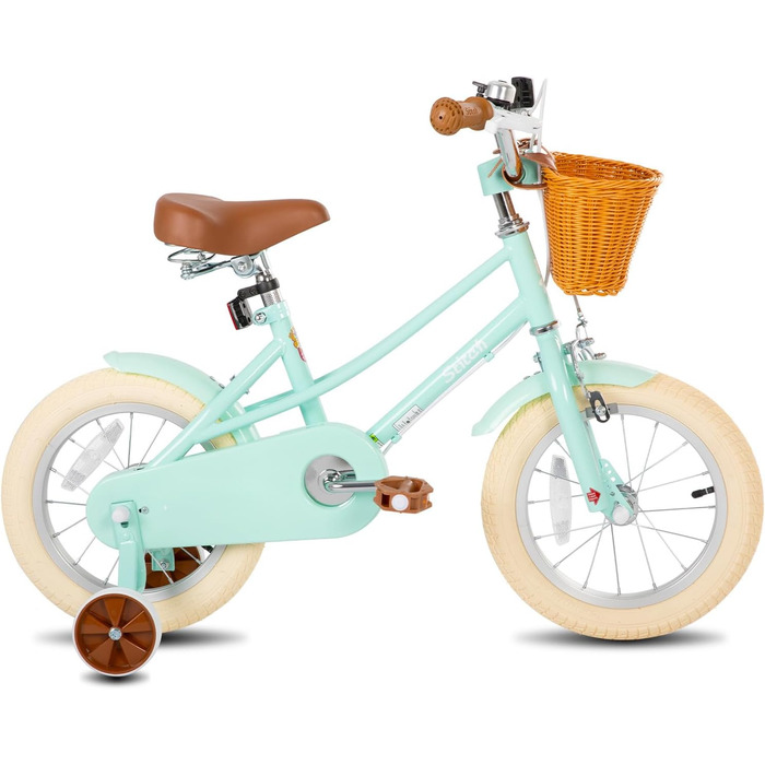 Дитяче велосипед Stitch з кошиком, 50.8 см, з підніжкою, 3-11 років (зелений, 35.6 см зі стабілізаторами)