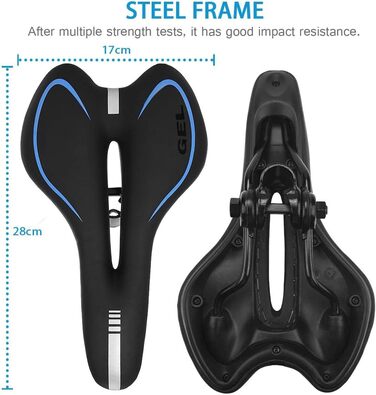 Велосипедне сідло з гелевою вставкою, ергономічне, амортизоване, дихаюче, для BMX/шосе/MTB (Блакитне)