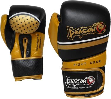 Боксерські рукавички DRAGON DO Comfort Boxhandschuhe 30099 з натуральної шкіри для муай-тай, кікбоксингу, ММА, чоловічі та жіночі, чорні, розміри 8, 10, 12, 14, 16 oz
