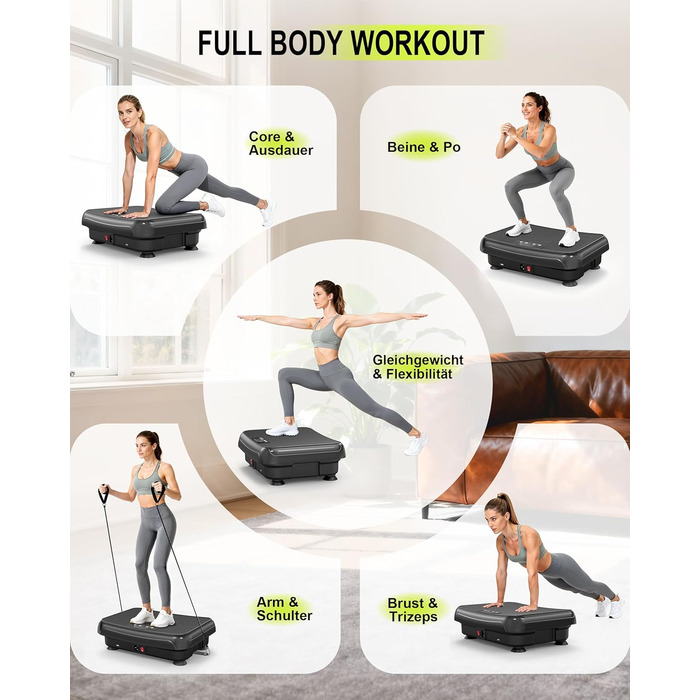 Віброплатформа HomeFitnessCode Mini для жінок - тренажер з різними рівнями інтенсивності, вібротренажер для дому, схуднення, нарощування м'язів, тренування всього тіла, чорний