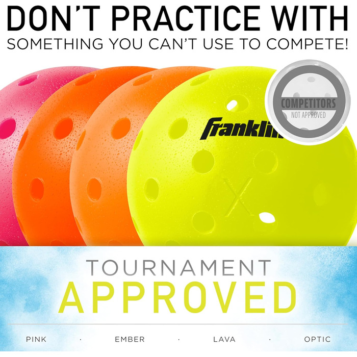 М'ячі для піклболу Franklin Sports X-40 Outdoor, USAPA, 3 шт, помаранчеві, для вулиці
