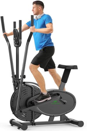 Еліптичний тренажер Neezee Crosstrainer Pro 2-в-1 з магнітним опором, сидінням та LCD-дисплеєм. До 120 кг, чорний