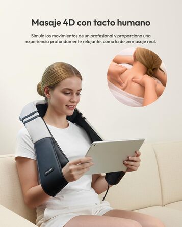 Масажний накид для крісла з підігрівом та 3D масажем, Shiatsu масажер для спини з 3 рівнями інтенсивності, Romm (V-WMN01)