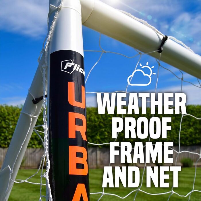 Футбольні ворота для саду Amazon Exklusives Football Flick Tor, всепогодні, посилений uPVC 70 мм, з системою фіксації, білі, 3.6 x 1.8 м