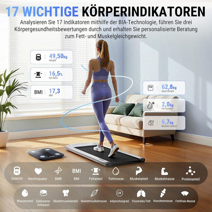 Вага для вимірювання жиру та м'язів ACCUWEIGHT з Bluetooth, аналіз тіла, вимірювання 17 показників, до 180 кг