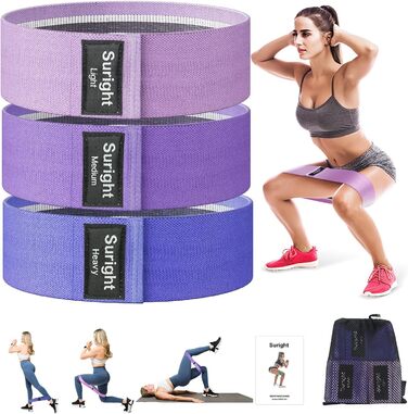 Стрічки для фітнесу Widerstandsbänder [3 шт.] для сідниць та стегон, антиковзкі фітнес-гумки для жінок/чоловіків, силові тренування, йога, пілатес, фітнес (світло-фіолетовий, фіолетовий, темно-фіолетовий)