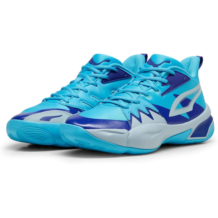 Кросівки баскетбольні PUMA Genetics для чоловіків, білий-електрик лайм, (46 EU, Bright Aqua)