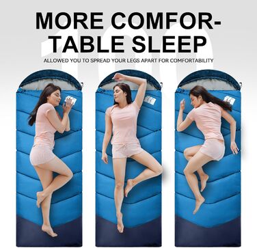 Спальний мішок для дорослих на холодну погоду, вологостійкий, легкий, блакитний (1,8 кг)