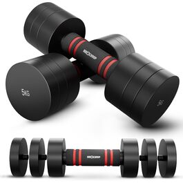 NEOLYMP Набір гантелей 2 шт. регульовані, сталеві, з ергономічною ручкою для силових тренувань та дому - до 5 кг, чорний/червоний