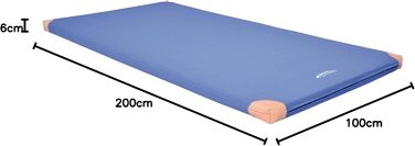 Гімнастичний мат Grevinga 200x100x6 см, синій, з шкіряними кутами