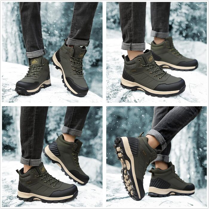 Чоловічі зимові черевики ARRIFIO BELLO: зимові черевики, вандер-черевики, трекінг черевики, утеплені, з антиковзанням, розмір 41-46, колір зелений