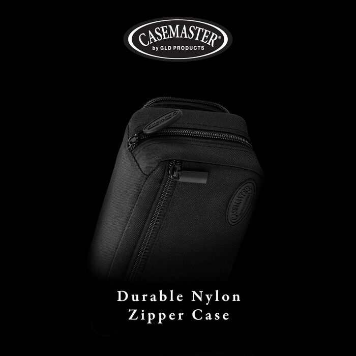Чохол для дартс Casemaster Plazma Pro на 6 дротиків з м'якими і сталевими вістрями, велика передня кишеня для телефону, вбудовані контейнери для аксесуарів, чорний кант