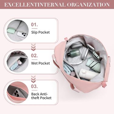 Спортивна сумка-рюкзак GOLF QUALITY 40л з відділенням для вологих речей, дорожня сумка для тренажерного залу, фітнесу та подорожей, ручна поклажа для чоловіків і жінок, абрикосово-рожева