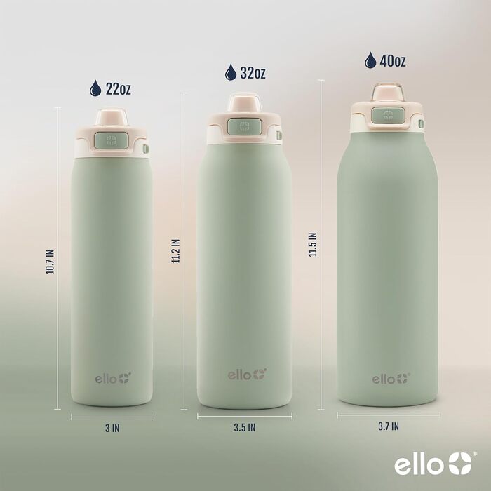 Еко-пляшка Ello Pop & Fill з нержавіючої сталі, подвійна вакуумна ізоляція, швидке наповнення, герметична кришка, термос-чашка, багаторазова, BPA Free