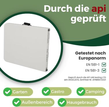 Стіл Albatros Buffettisch Klapptisch з ротангу, 182x75 см – розкладний, міцний, на 10 осіб, для пивного фестивалю з ручкою для перенесення (білий)