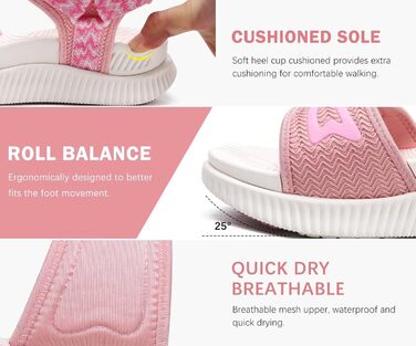 Сандалії жіночі KuaiLu для трекінгу та відпочинку: ортопедичні, з регулюванням на липучці, рожеві (39 EU)