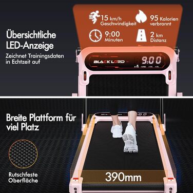 Біговий доріжка BLACK LORD X7, Walking Pad під стіл, 3.0PS, до 130кг, Bluetooth, 3 рівня нахилу, рожевий