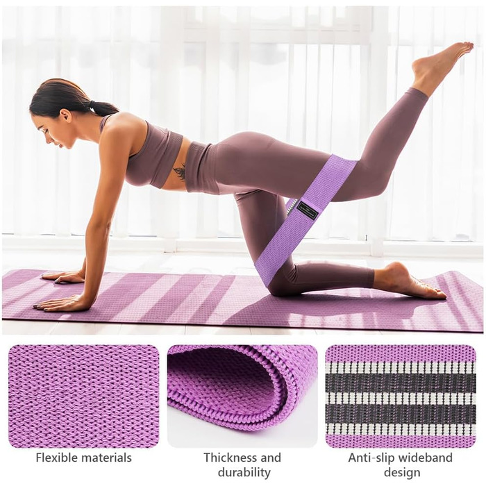 Фітнес-гумки для стегон Flintronic, набір фітнес-гумок, стрічки опору для стегон, гумки для йоги, фітнесу, силових тренувань, A-фіолетовий+рожевий+синій