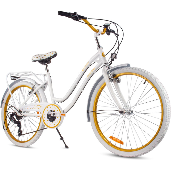 Дівчача дитяча велосипед Sun Baby 20 дюймів, серце, 6 швидкостей Shimano, для дівчаток 6-10 років, білий/золотий