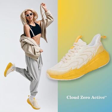 Hawkwell Cloud Zero Active - Дихаючі жіночі кросівки для туризму, тенісу та міста, 41 EU, бежево-жовті