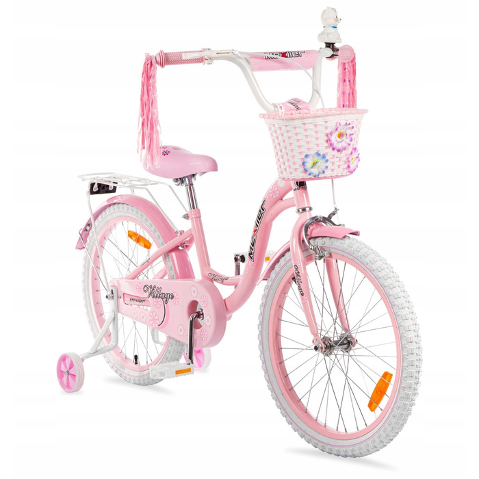 Дитячий велосипед для дівчинки Mexller, 20 дюймів, рожевий, з додатковими страховочними колесами