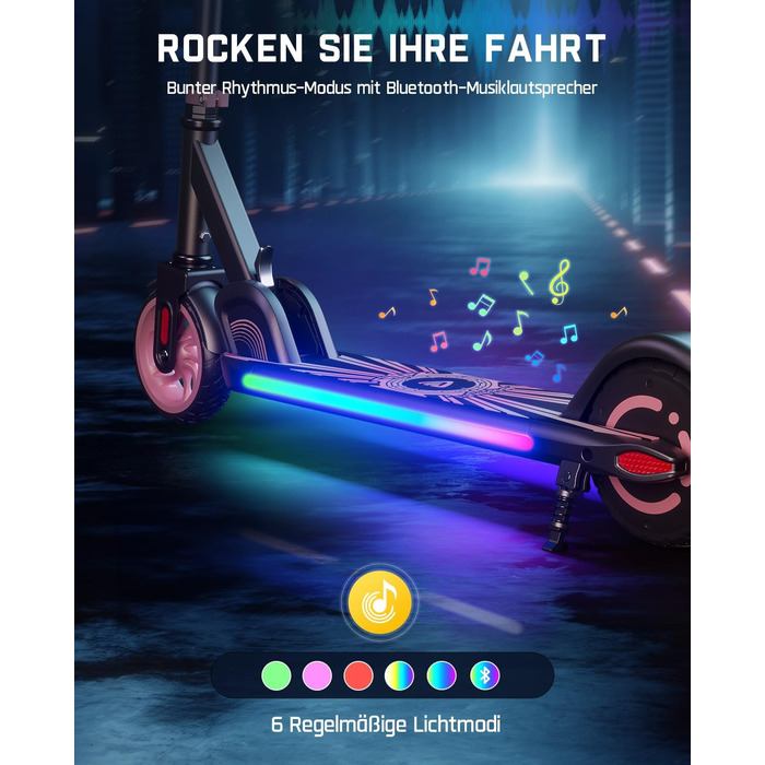 Дитячий електросамокат FanttikRide C9 Apex з Bluetooth-музикою, LED-підсвіткою, регульованою висотою, складний, для дітей від 8 років, швидкість до 16 км/год, запас ходу 8 км, для хлопчиків та дівчаток