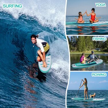 Надувний SUP Board (Stand Up Paddle Board) для дітей та дорослих, 320/335x84x15 см, до 200 кг, комплект з аксесуарами, м'ятний колір