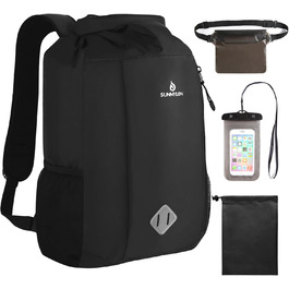 Водонепроникний рюкзак Dry Bag 20L, IPX8, з чохлом для телефону, для плавання, каякінгу, кемпінгу, туризму, чорний