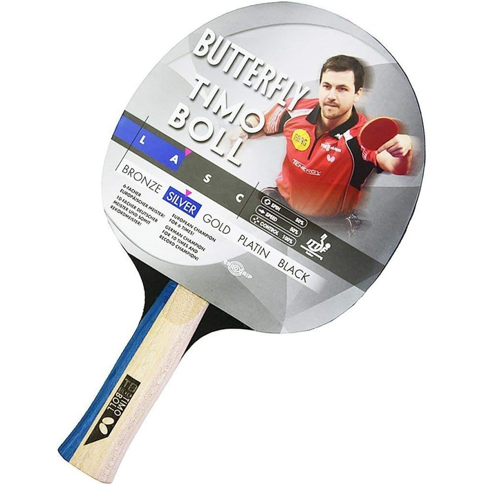 Настільна ракетка Butterfly Timo Boll Silver, ITTF, чорна-срібна