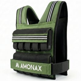 Утяжелитель Amonax 20 кг (зелений) - регульований жилет для фітнесу, силових тренувань та домашніх занять з світловідбиваючими елементами для чоловіків і жінок