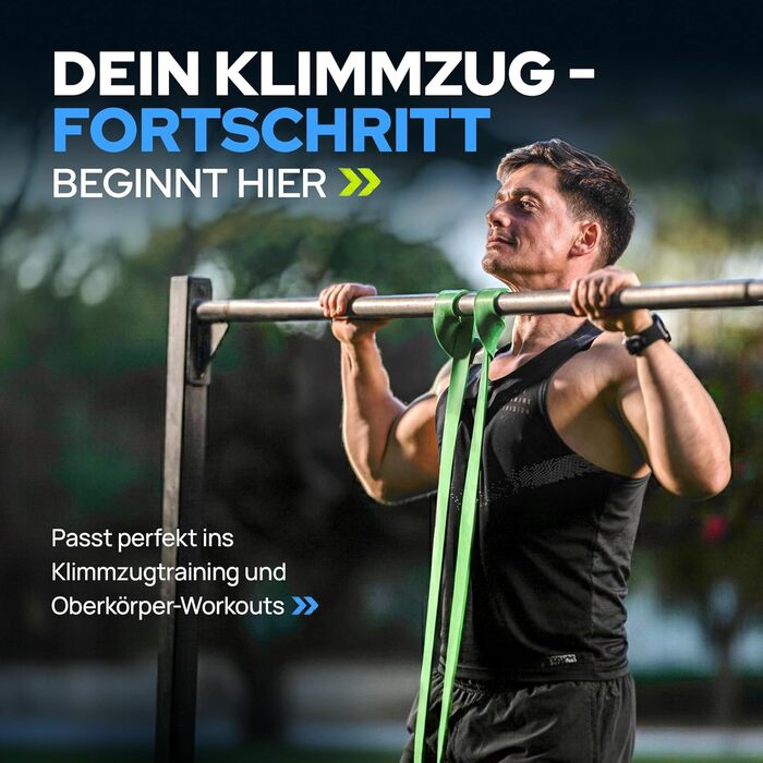 Резинки для кроссфіту Klimmzugband: Набір для тренувань, сили, мобільності та реабілітації. 4 шт. (Lila, Schwarz, Rot, Gelb)