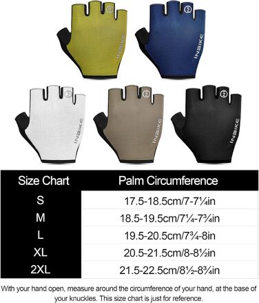 Рукавички велоінші INBIKE для MTB, короткі, напівпальцеві, літні, чорні та морські (PLAM=18.5-19.5cm)