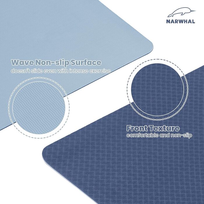 Килимок для йоги Narwhal XXL TPE, 190x80x0.6 см, антиковзаючий, зелено-чорний